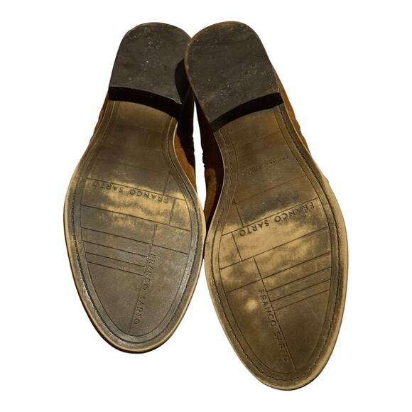 Franco Sarto Camel Leather Zip Ankle Boots Women's Size 10 Western Block Heel - Picture 8 of 8